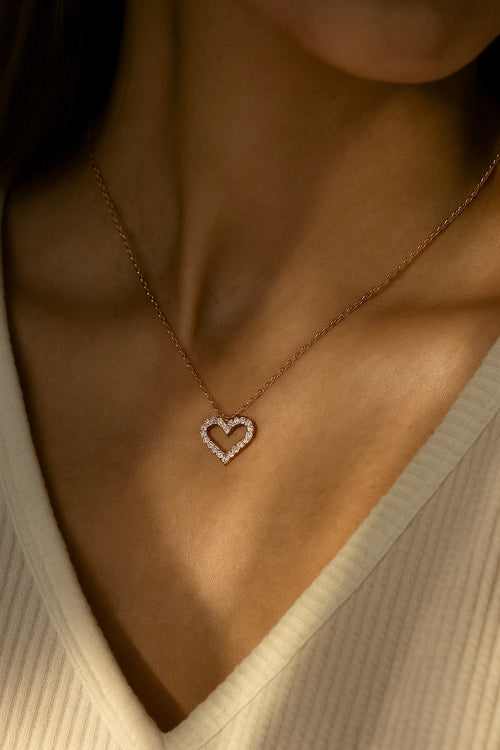 Rose Glimmer Heart Necklace