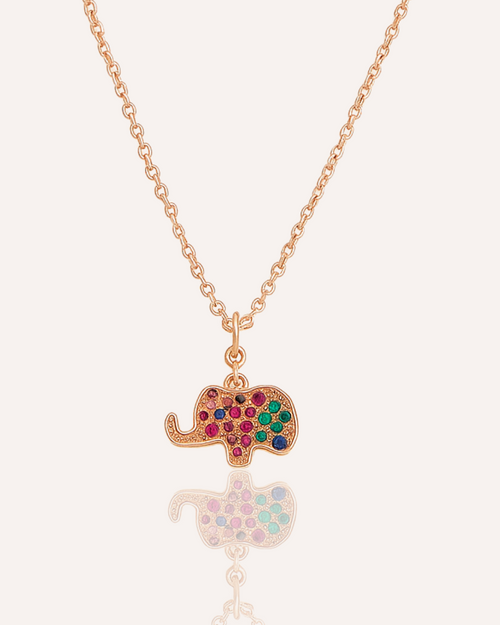 Rose Gold Elephant Charm Necklace