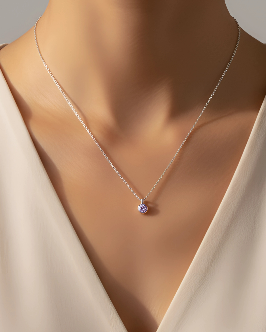 Blue Solitaire Necklace