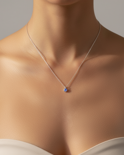 Blue Solitaire Necklace