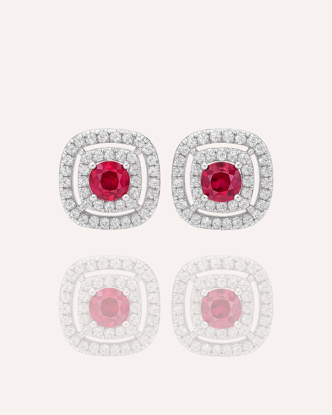 Ruby Halo Stud Earrings