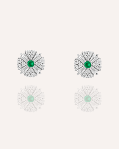 Emerald Sunburst Stud Earrings