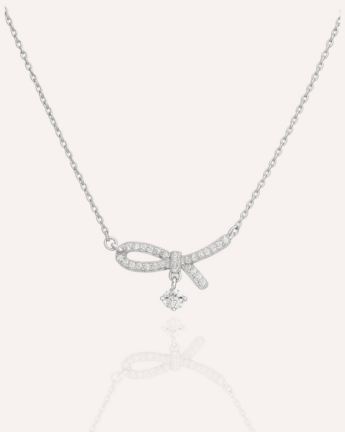 Silver Ribbon Charm Necklace