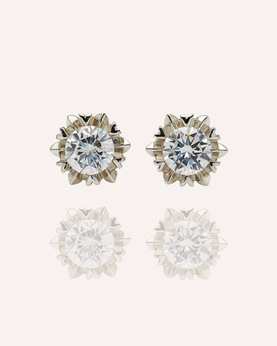 Sunburst Solitaire Stud Earrings
