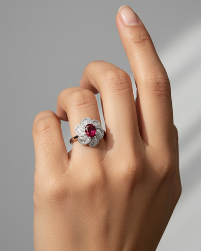 Crimson Blossom Ring