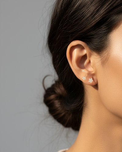 Golden Star Cluster Stud Earrings