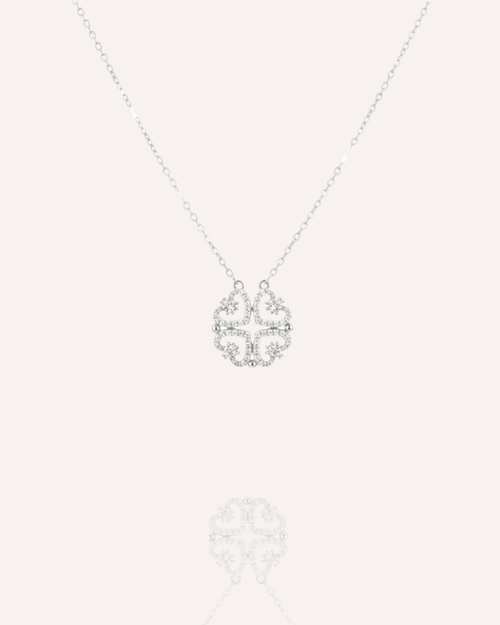 Hollow Heart & Clover Necklace