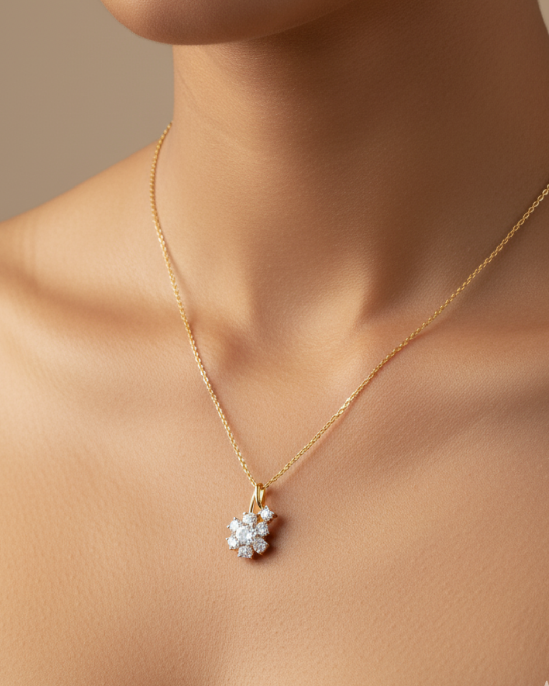 Golden Flower Cluster Necklace