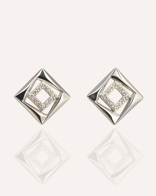 Silver Diamond Studs Earrings