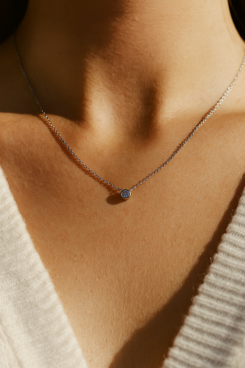 Silver Sparkle Solitaire Necklace