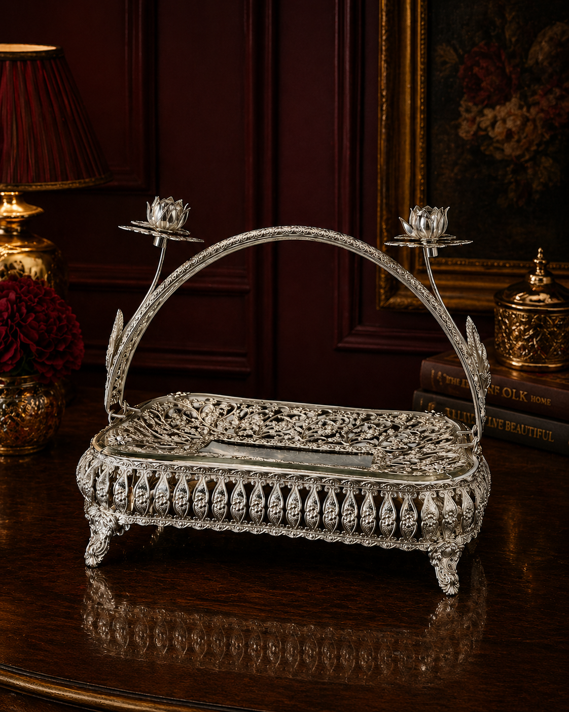 Silver Plated Glass Basket