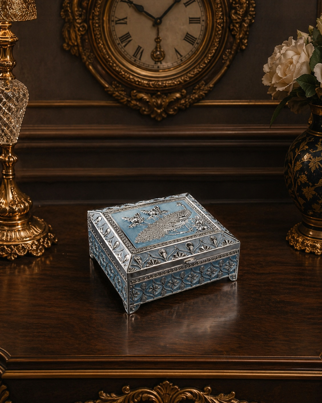 Silver Plated Enamel Jewellery Box