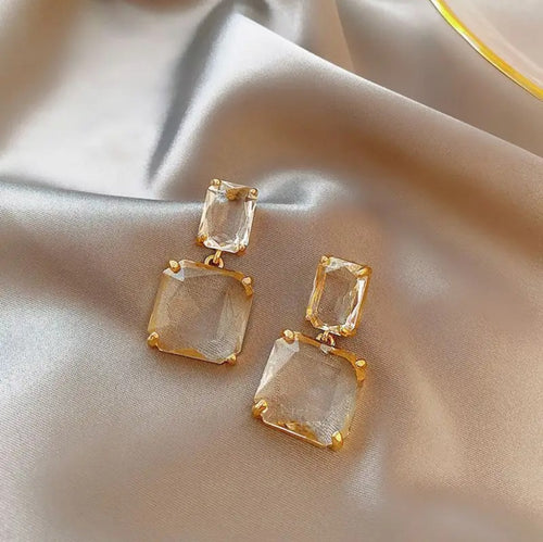 Crystal Twin Square Earrings