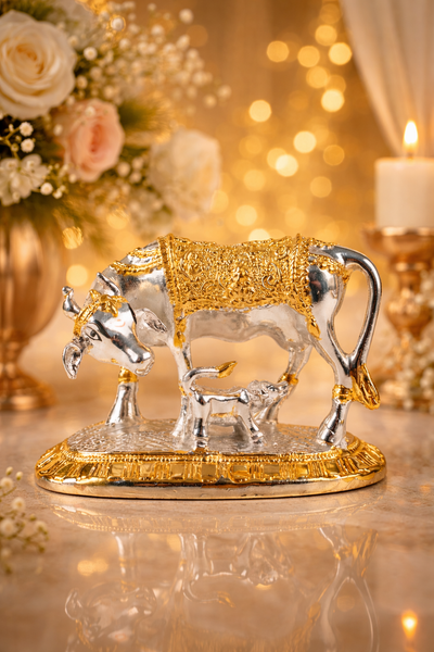 Silver and Gold Plated Kamdhenu Cow