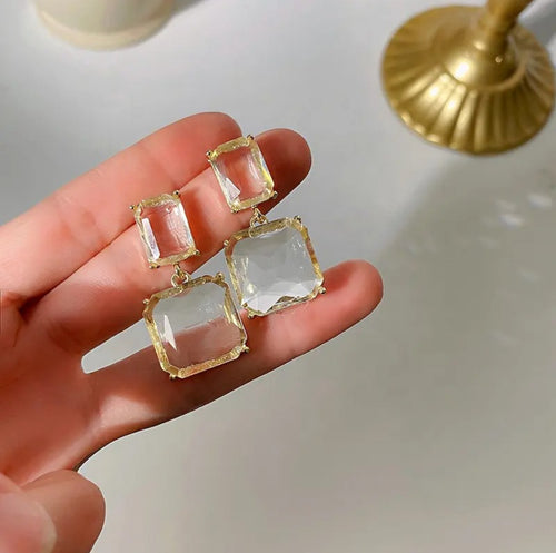 Crystal Twin Square Earrings