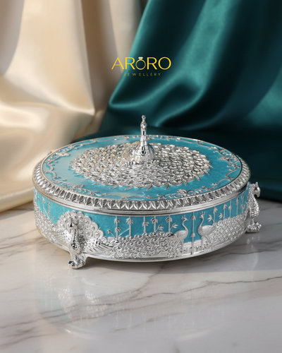 Royal Peacock Enamel Dry Fruit Box