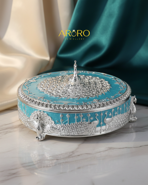 Royal Peacock Enamel Dry Fruit Box