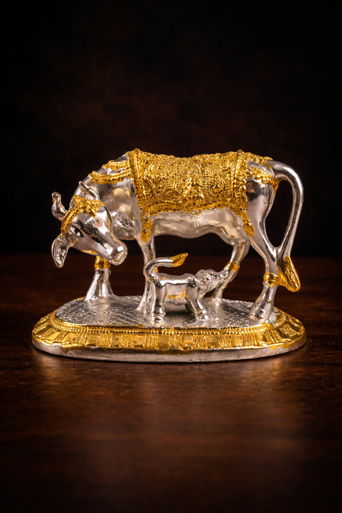 Silver and Gold Plated Kamdhenu Cow