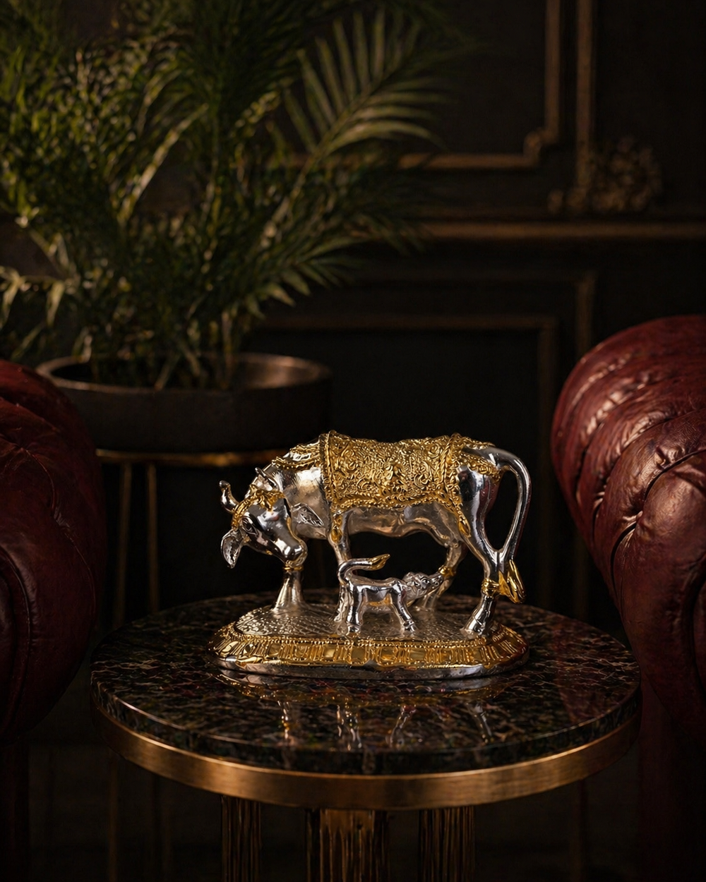 Silver and Gold Plated Kamdhenu Cow