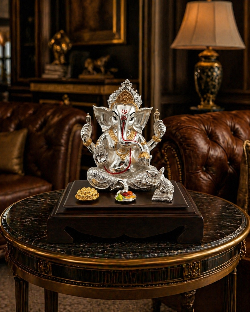 Silver Plated Ganesh Ji Murti