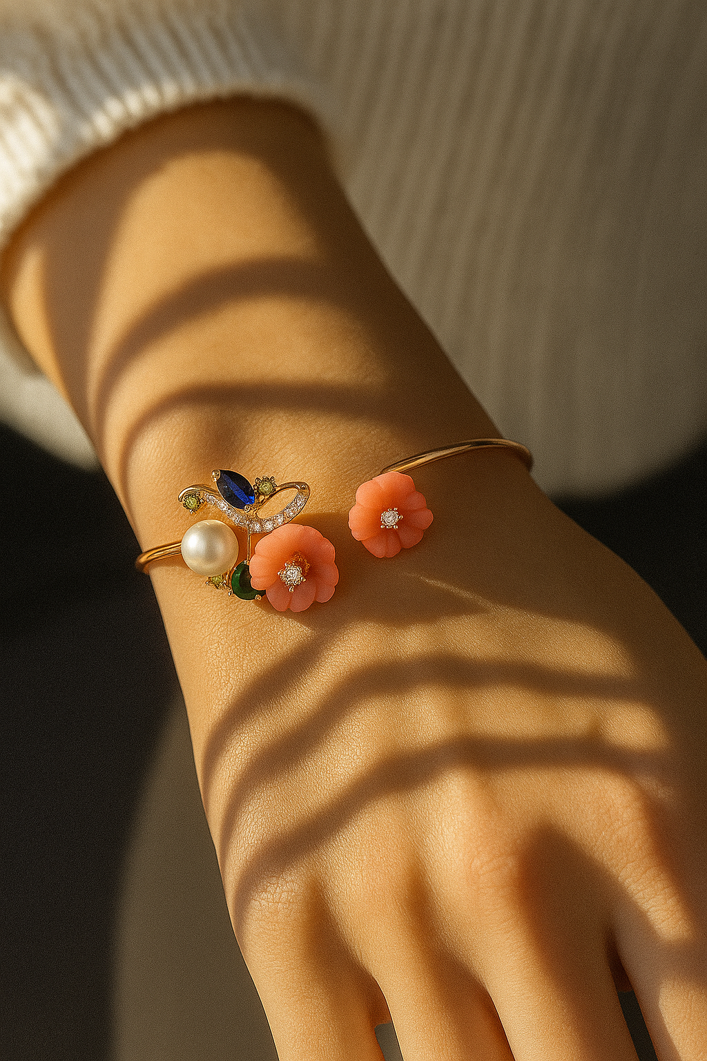 RoseGold Blossom Cuff Bracelet