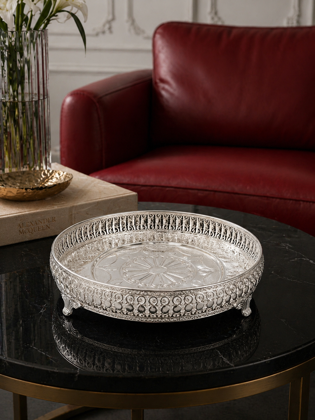 Silver Big Round Open Tray