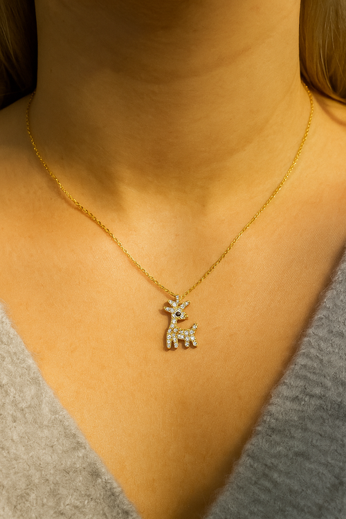 Sparkling Reindeer Pendant Necklace
