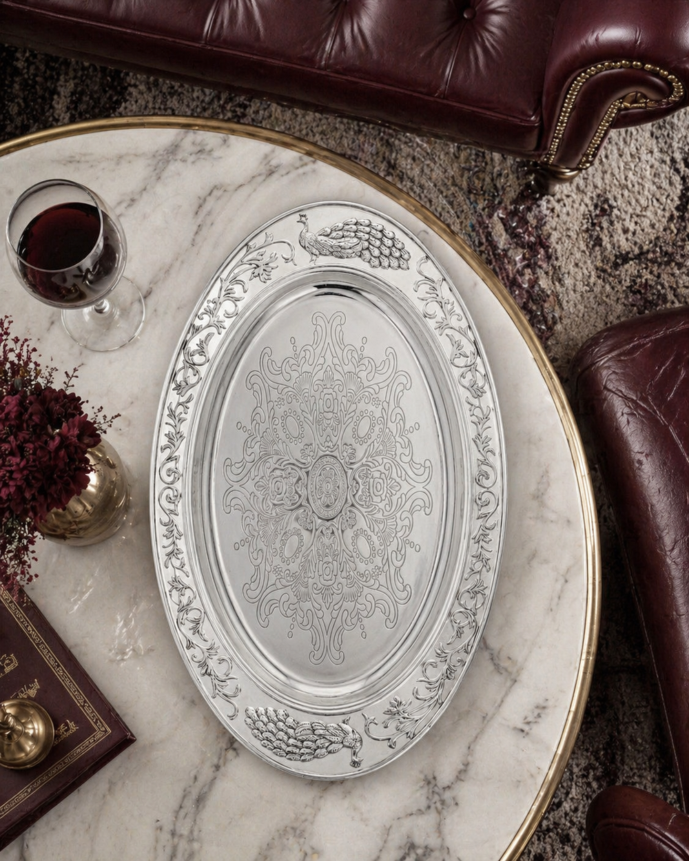 SILVER PEACOCK
OVAL TRAY