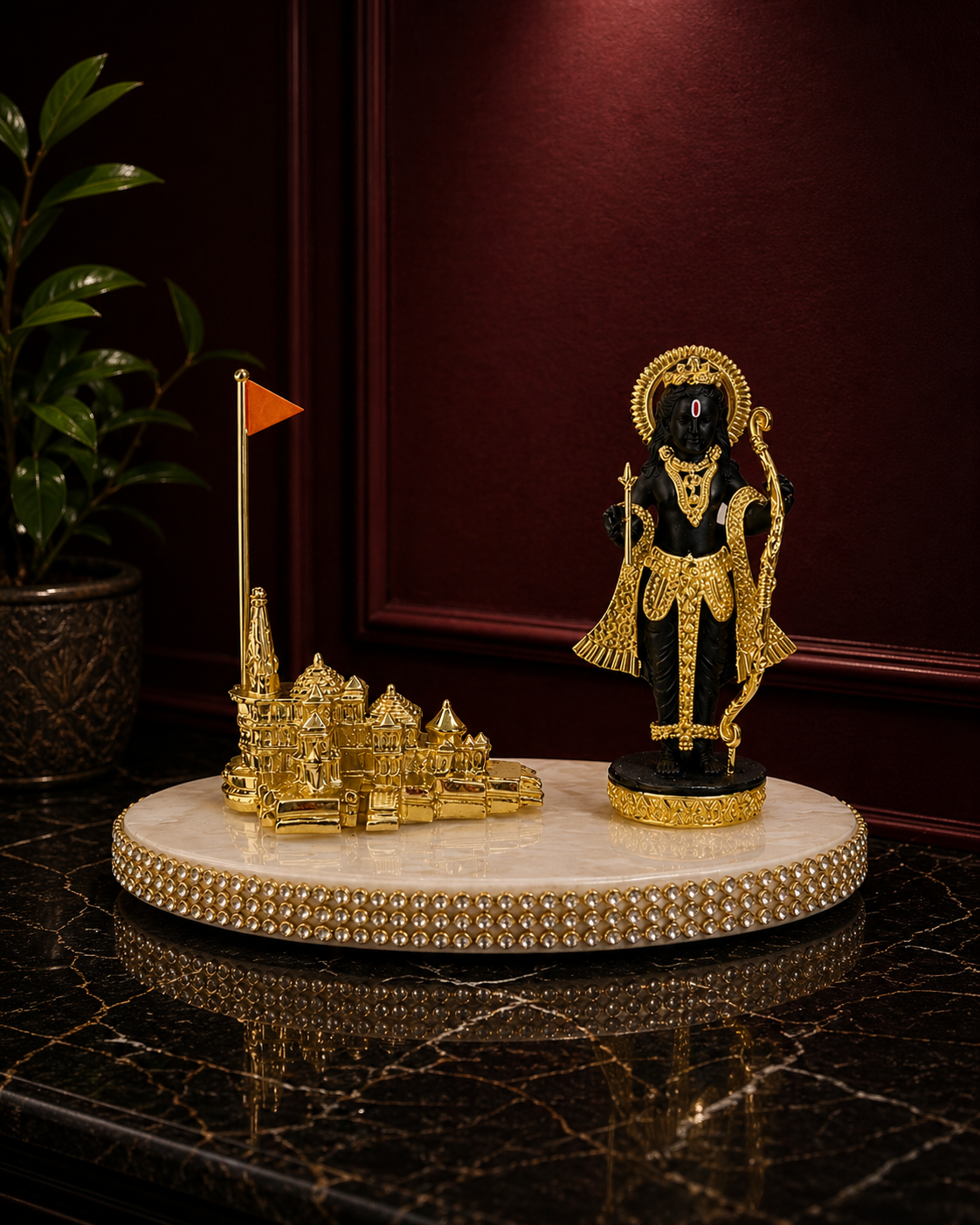 Gold Plated Ram Lalla & Ram Mandir Set