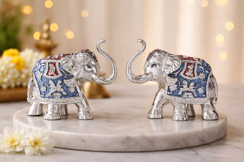 Royal Elephant Pair - Premium Silver Plated
