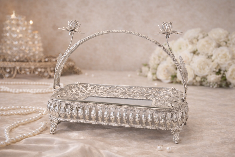 Silver Plated Glass Basket