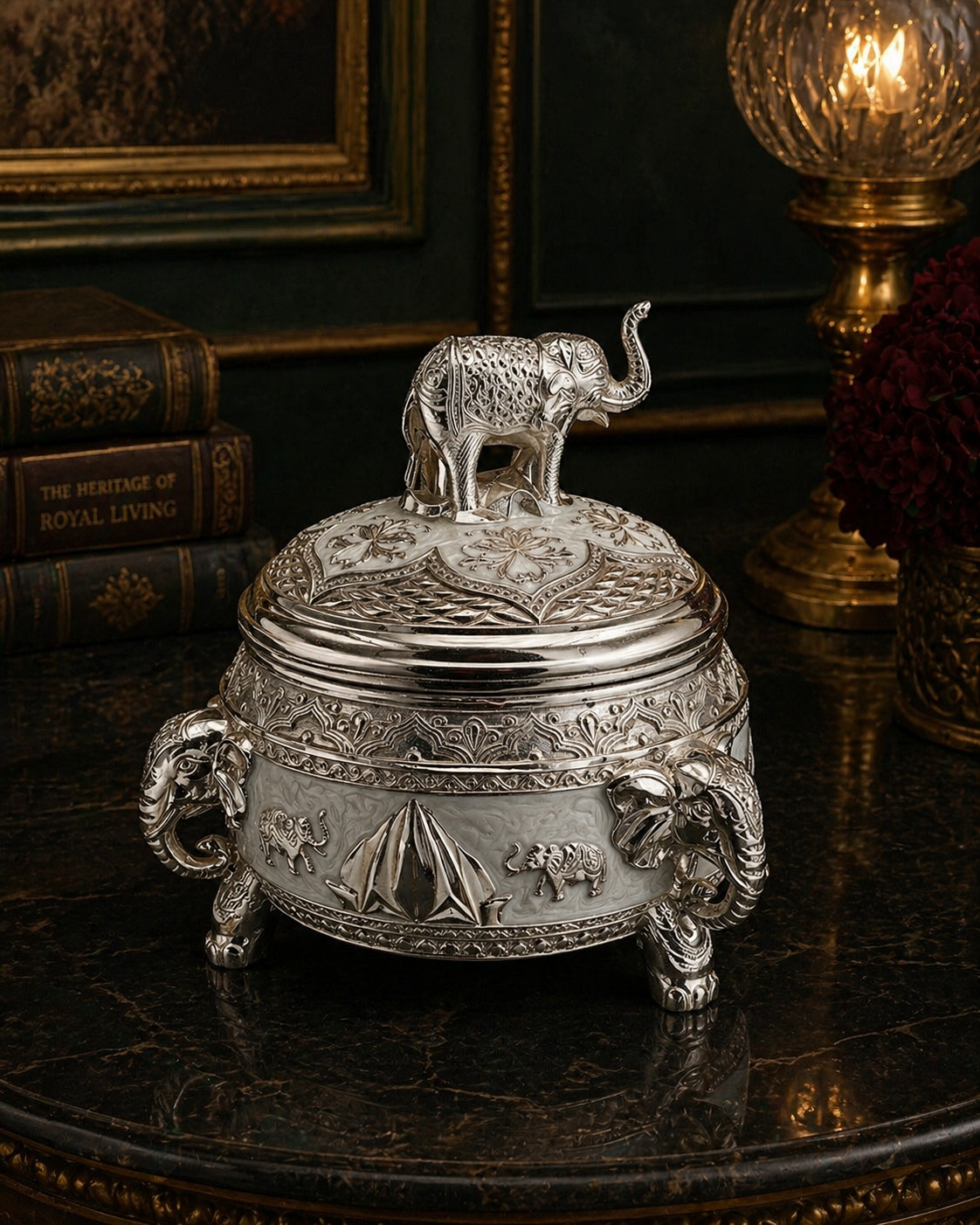 SILVER PLATED ELEPHANT
SUGAR POT