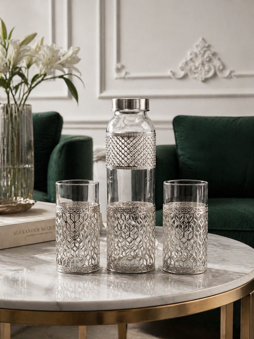 Silver Glass Bottle Set