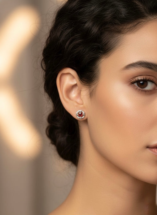 Ruby Glow Studs Earrings
